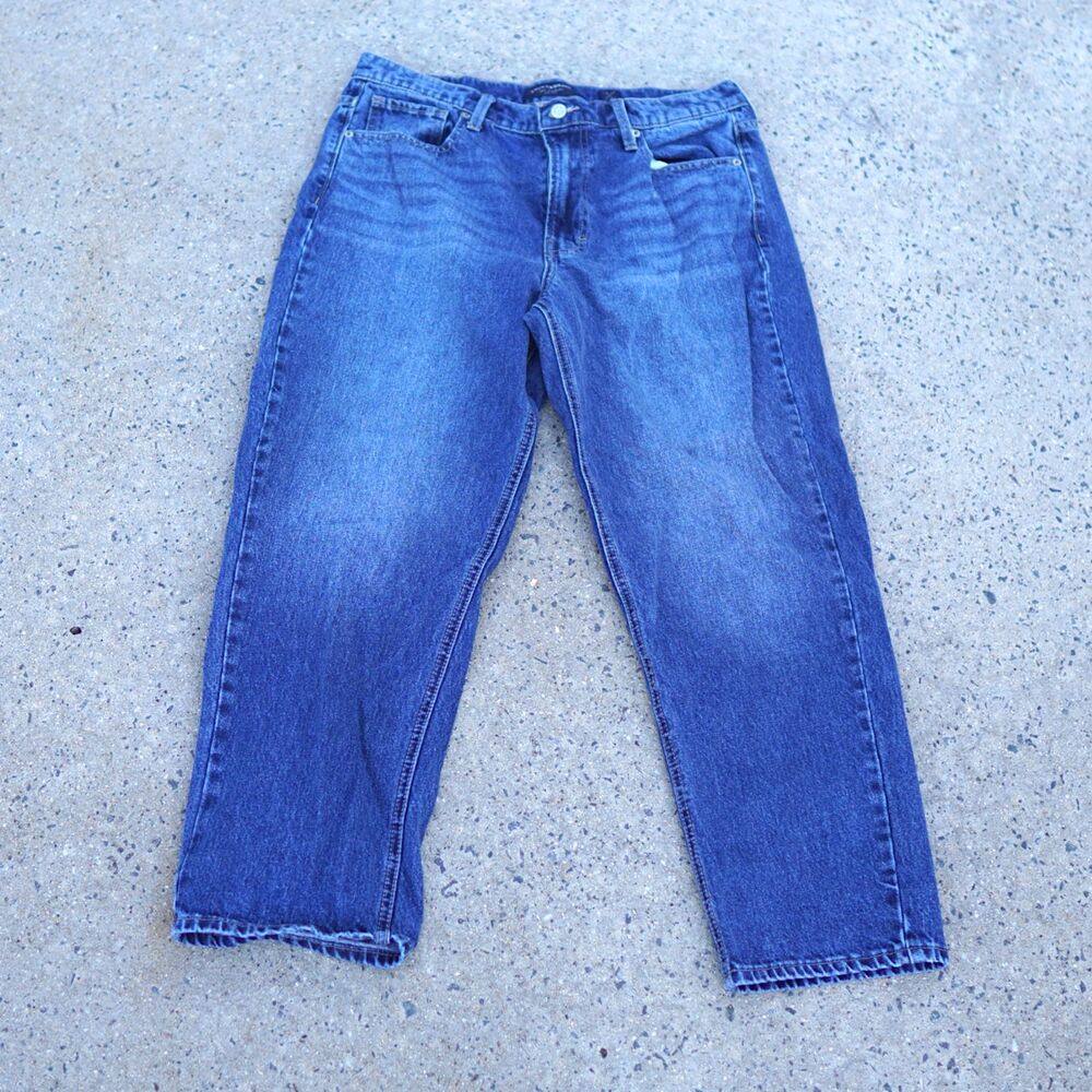 Boy Relaxed Straight Jeans 12 31 Mid Rise Dark Wash 100 Cotton 90s Denim